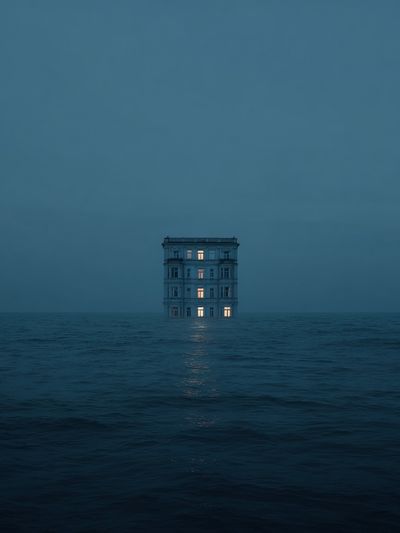 Solitary House at Sea Print. poster print