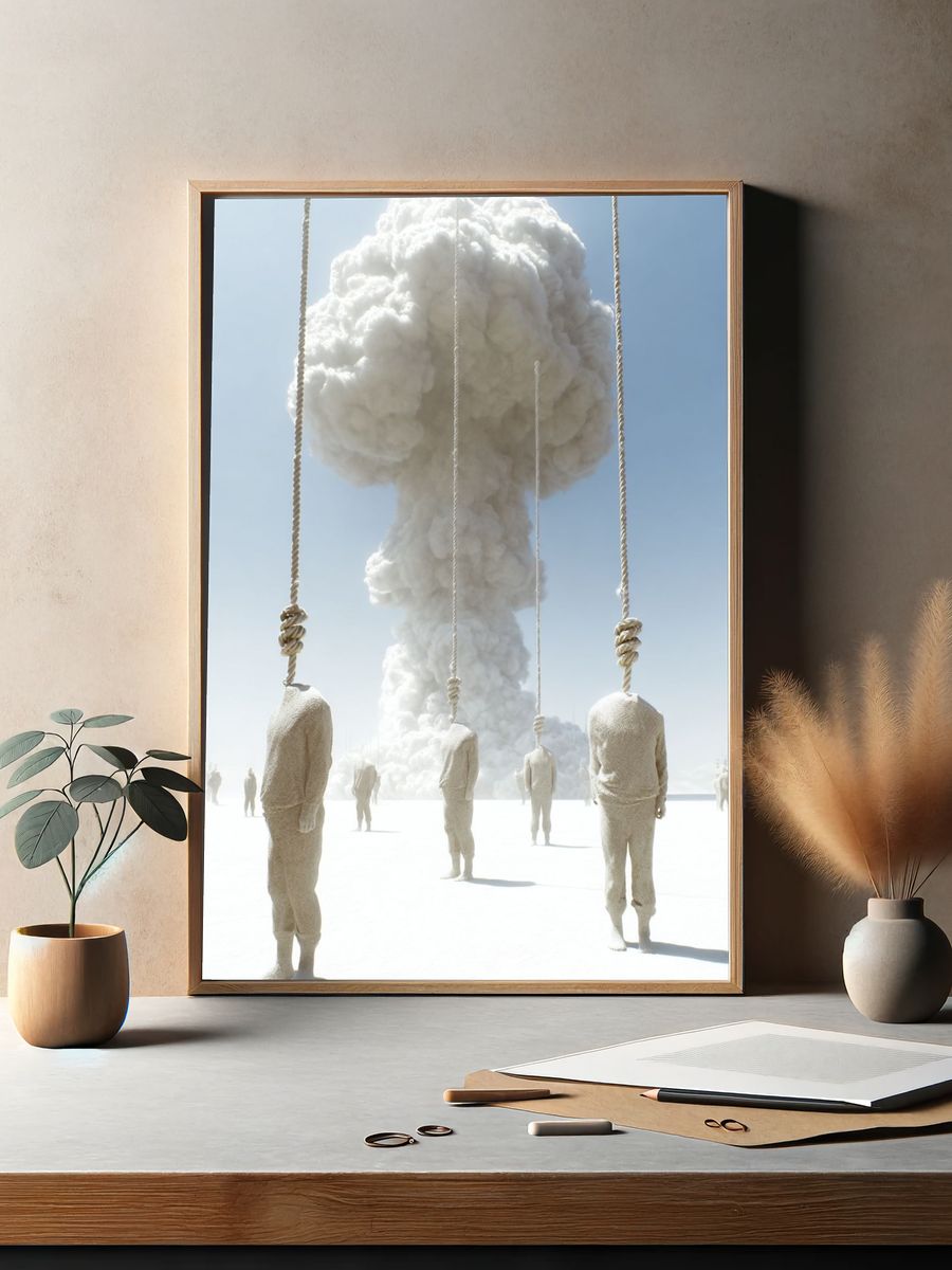 Surreal Cloud Suspension Print. — room view 2