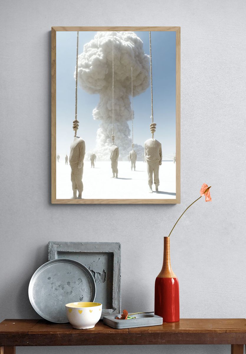 Surreal Cloud Suspension Print. — room view 3