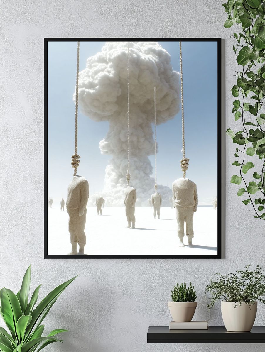 Surreal Cloud Suspension Print. — room view 4
