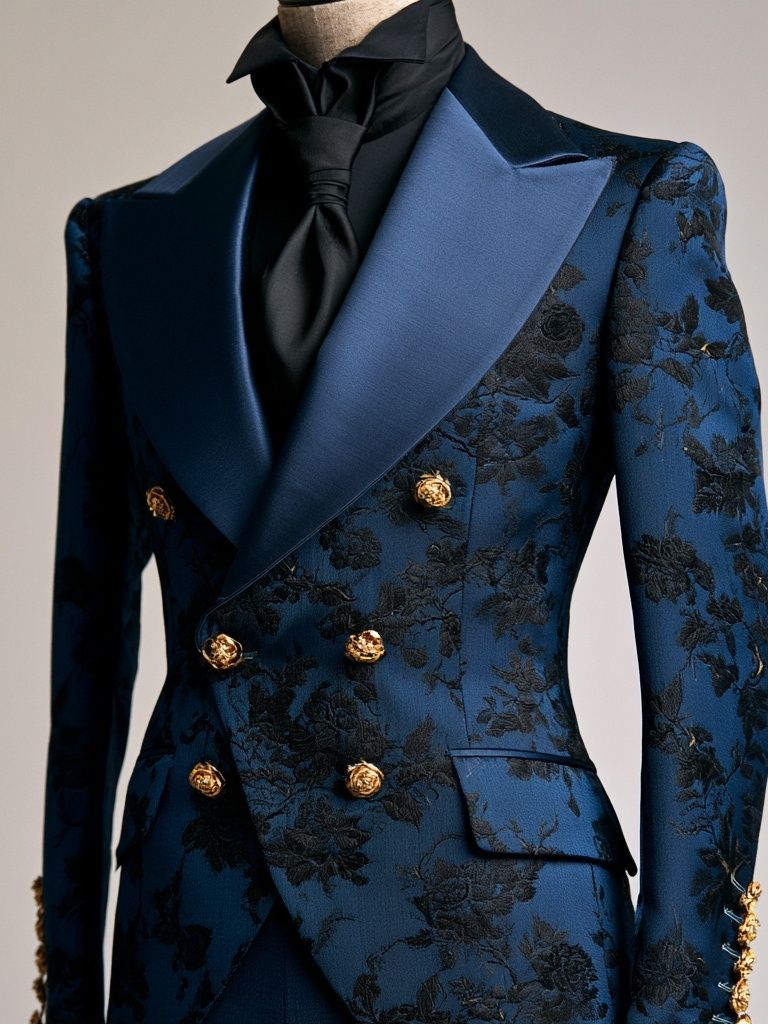 Blue Floral Tailored Suit Poster. poster — fashion art