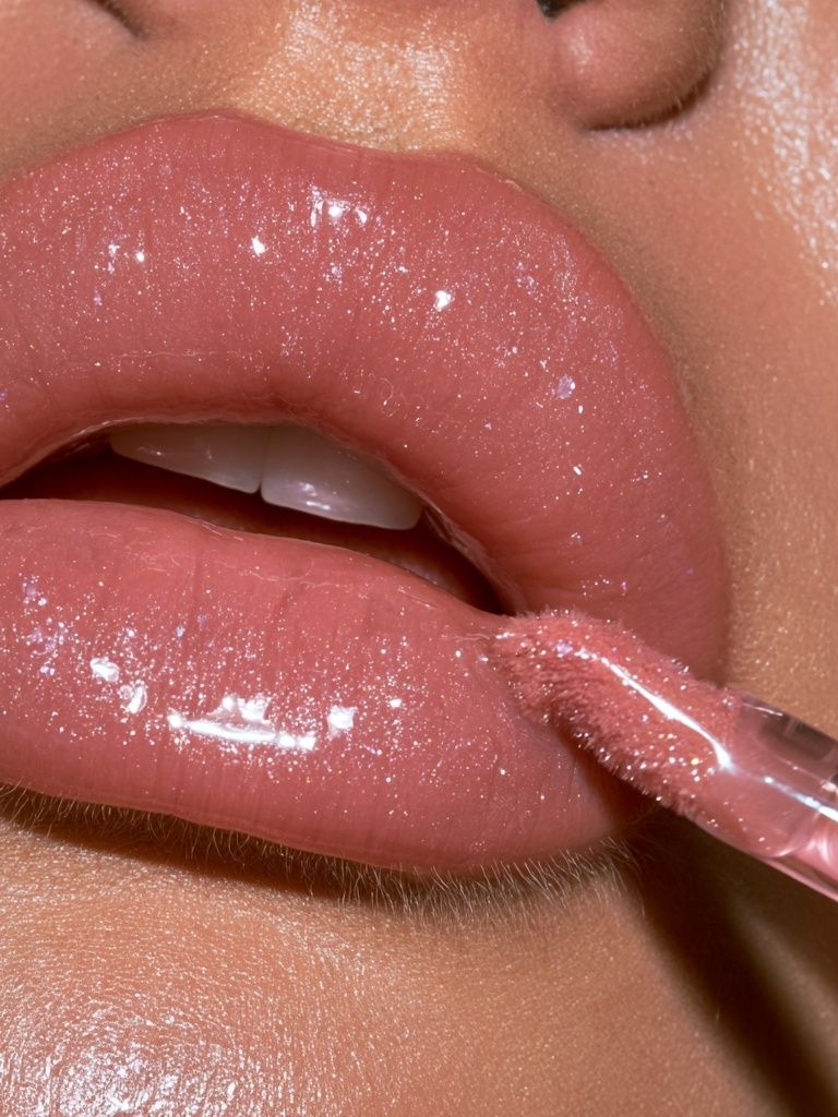 Glossy Pink Lips Fashion Poster. poster detail