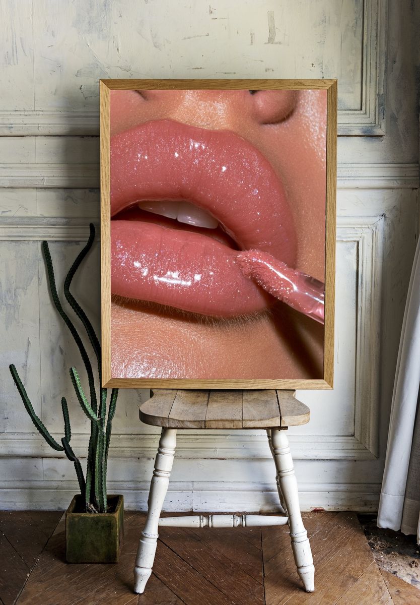 Glossy Pink Lips Fashion Poster. room preview