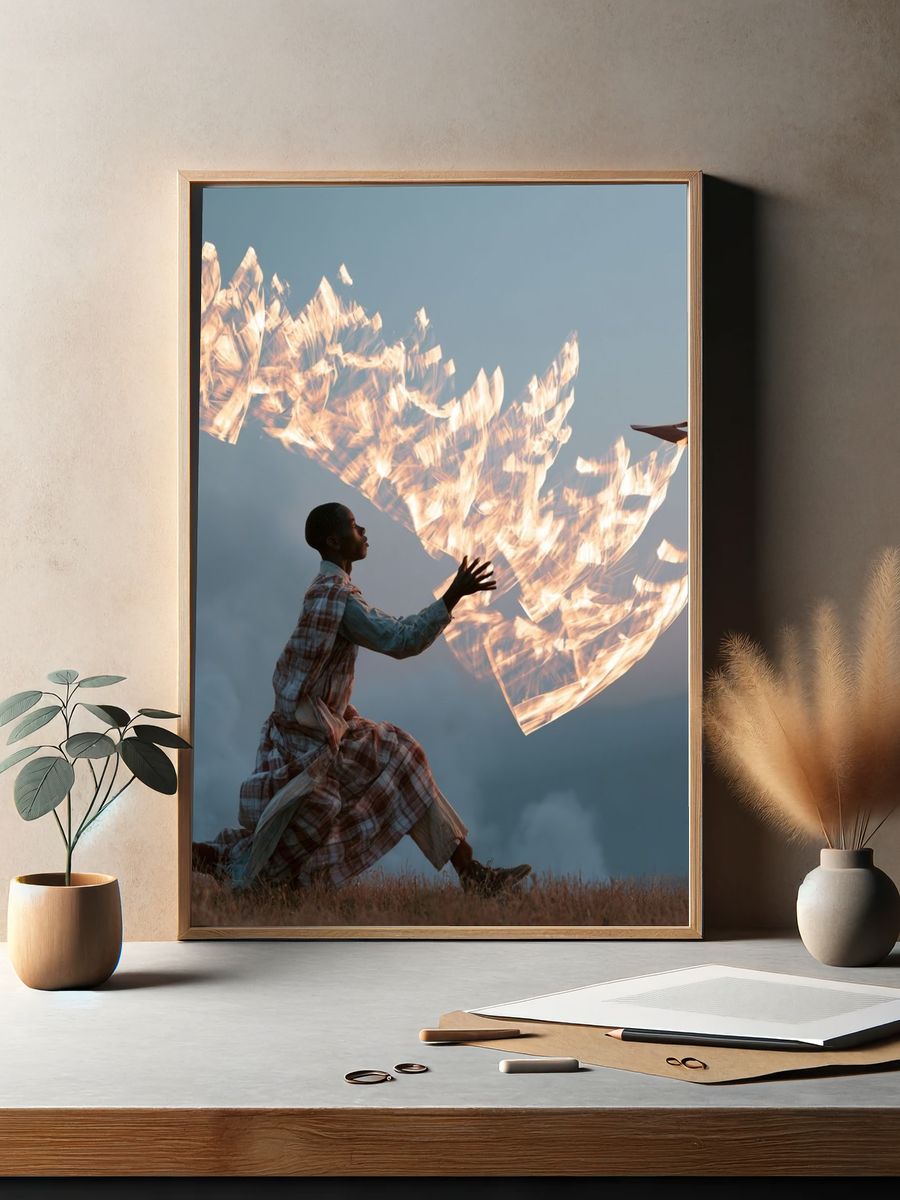 Dreaming Child with Paper Birds Poster. — room view 2