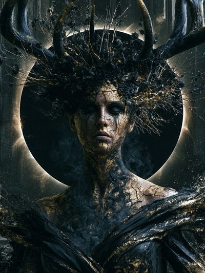 Dark Forest Goddess Surrealism Print.