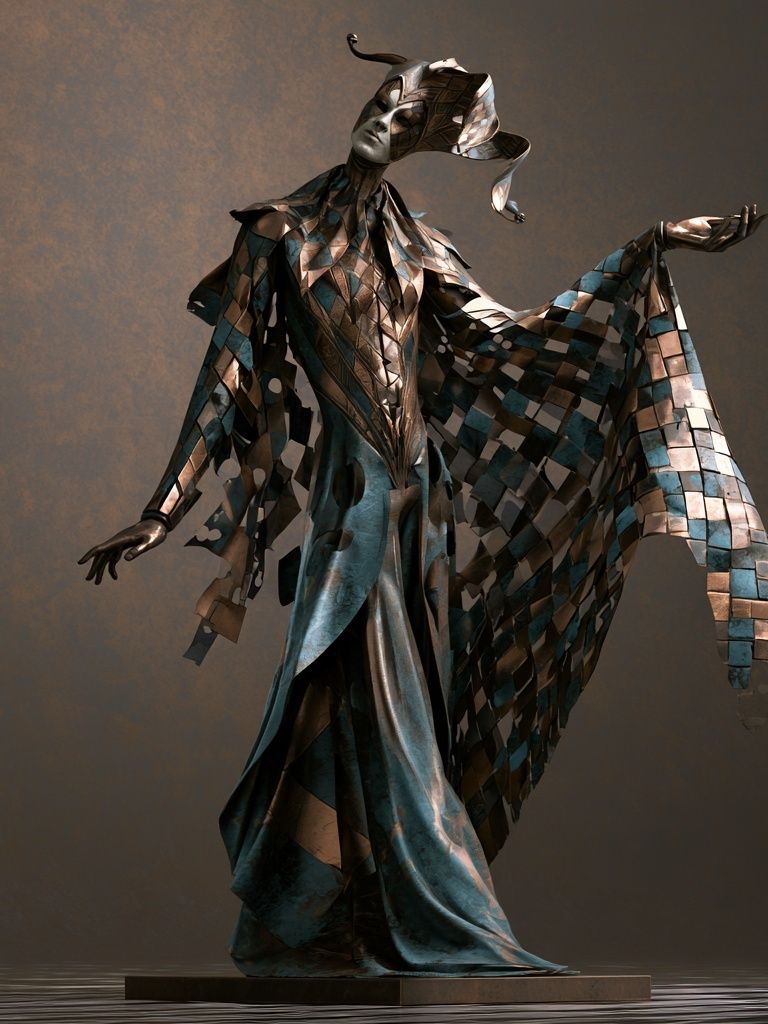 Surreal Metallic Fashion Figure Poster. poster detail
