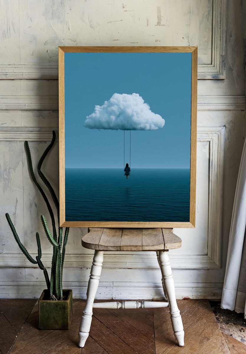 Cloud Swing Surrealism Print. — room view 1