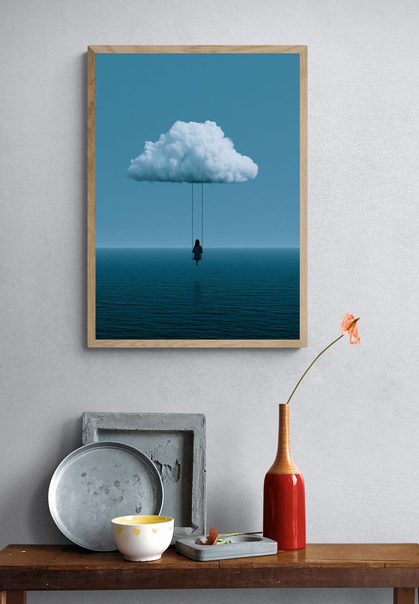 Cloud Swing Surrealism Print. — room view 3