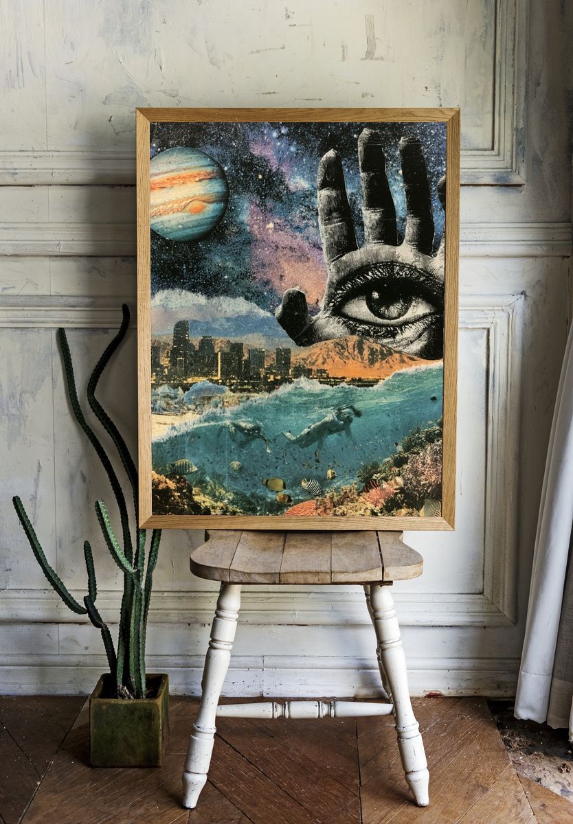 Cosmic Eye Collage Poster. — room view 1