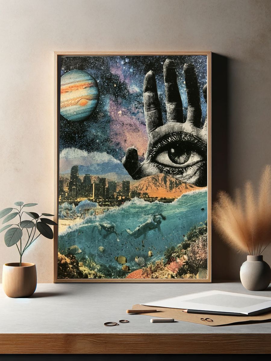 Cosmic Eye Collage Poster. — room view 2