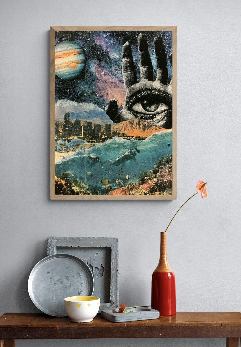Cosmic Eye Collage Poster. — room view 3