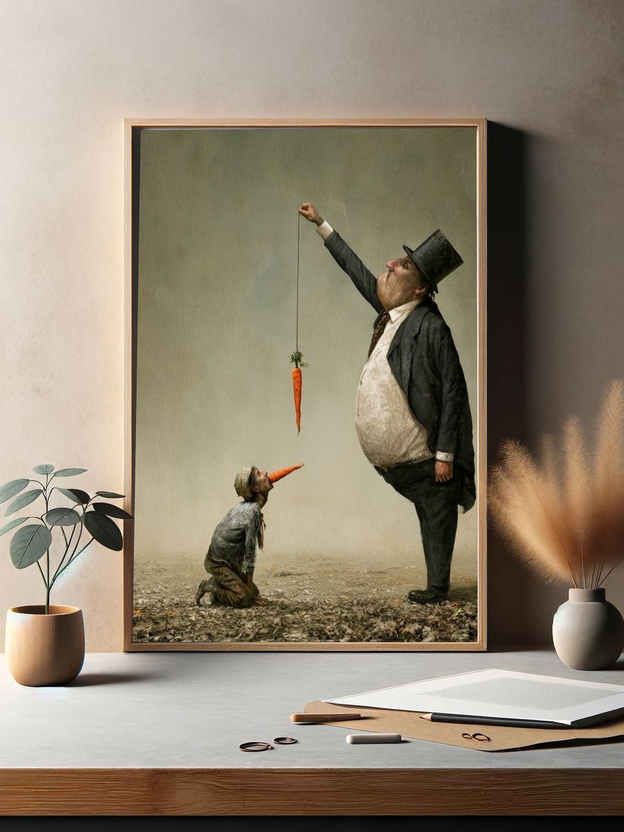 Surreal Carrot Men Print. — room view 2