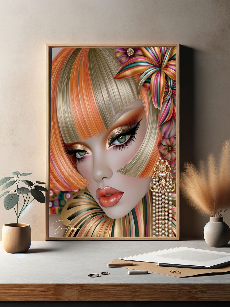 Glamorous Fashion Portrait Print. — room view 2