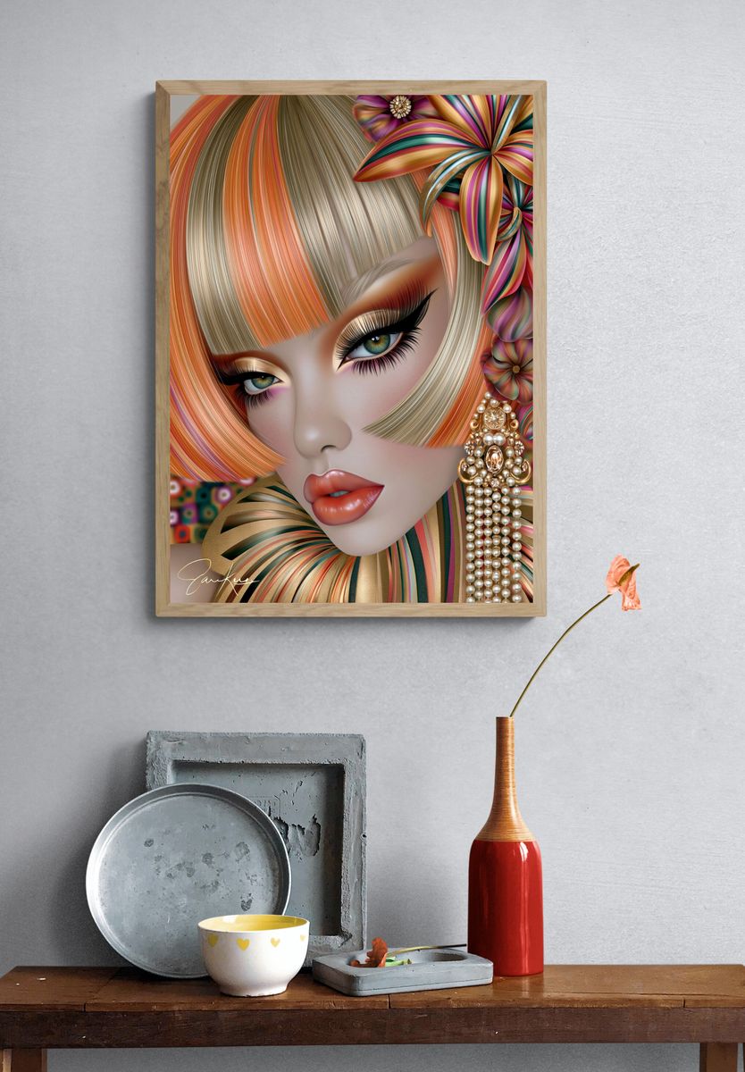 Glamorous Fashion Portrait Print. — room view 3