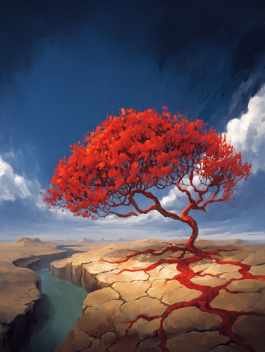 Red Tree Canyon Surrealism Print. poster — fine-art art