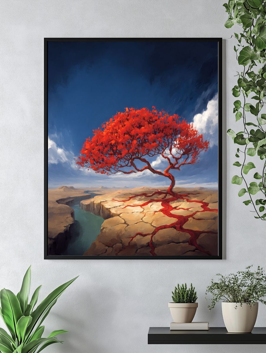 Red Tree Canyon Surrealism Print. — room view 4