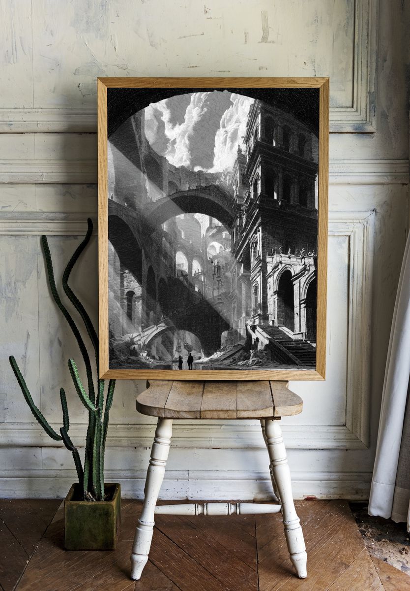 Ruined Arcades — Surrealism Print. room preview