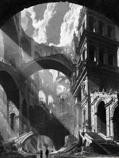 Ruined Arcades — Surrealism Print. poster