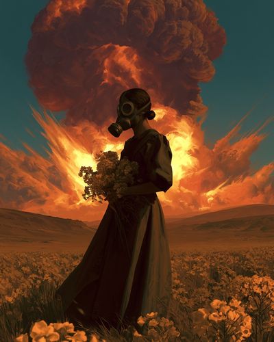 Gas Mask Figure Surrealism Poster.