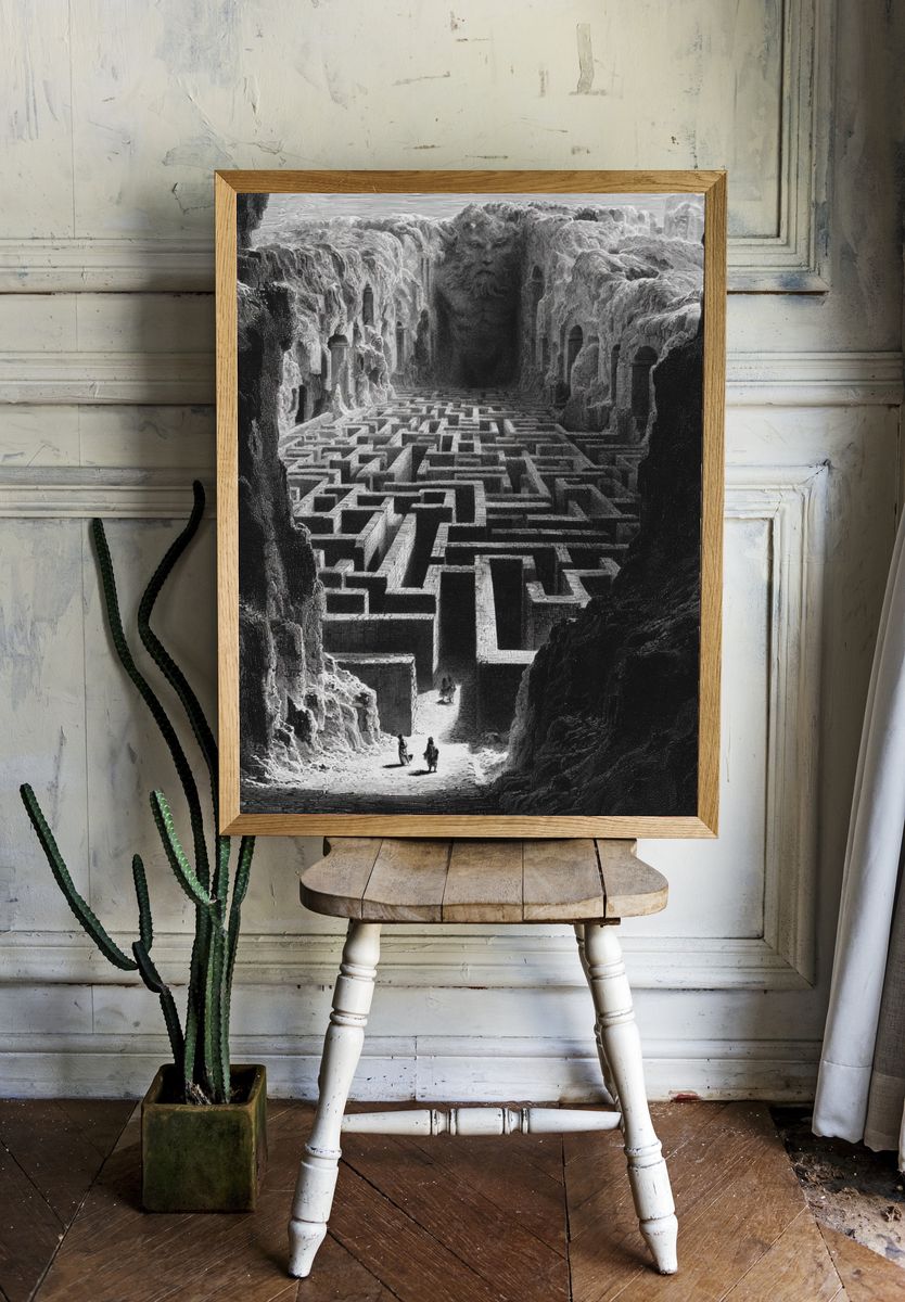 Surreal Labyrinth Canyon Print. room preview