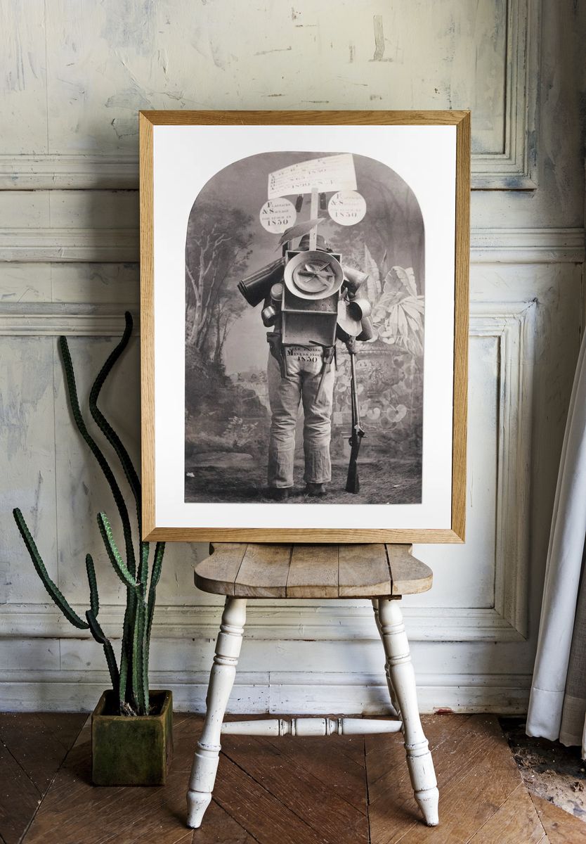 Surreal Miner Collage Print. — room view 1