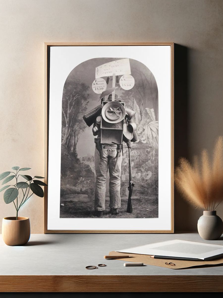 Surreal Miner Collage Print. — room view 2