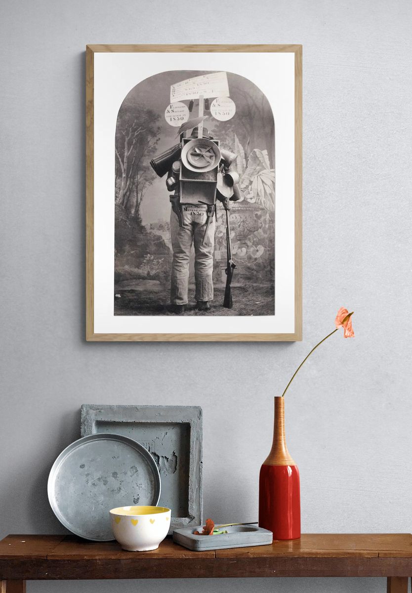 Surreal Miner Collage Print. — room view 3