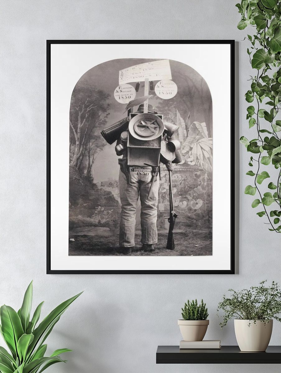 Surreal Miner Collage Print. — room view 4