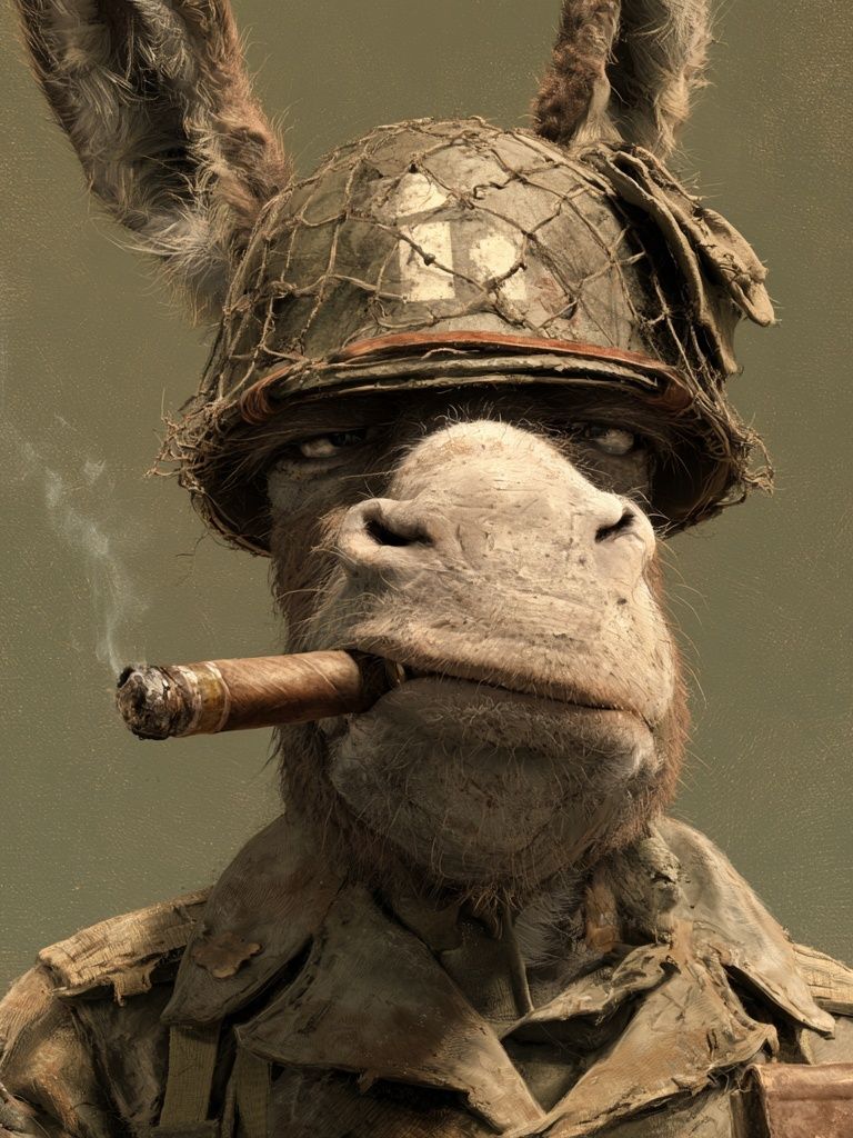 Donkey Soldier Surrealism Print. poster — fine-art art