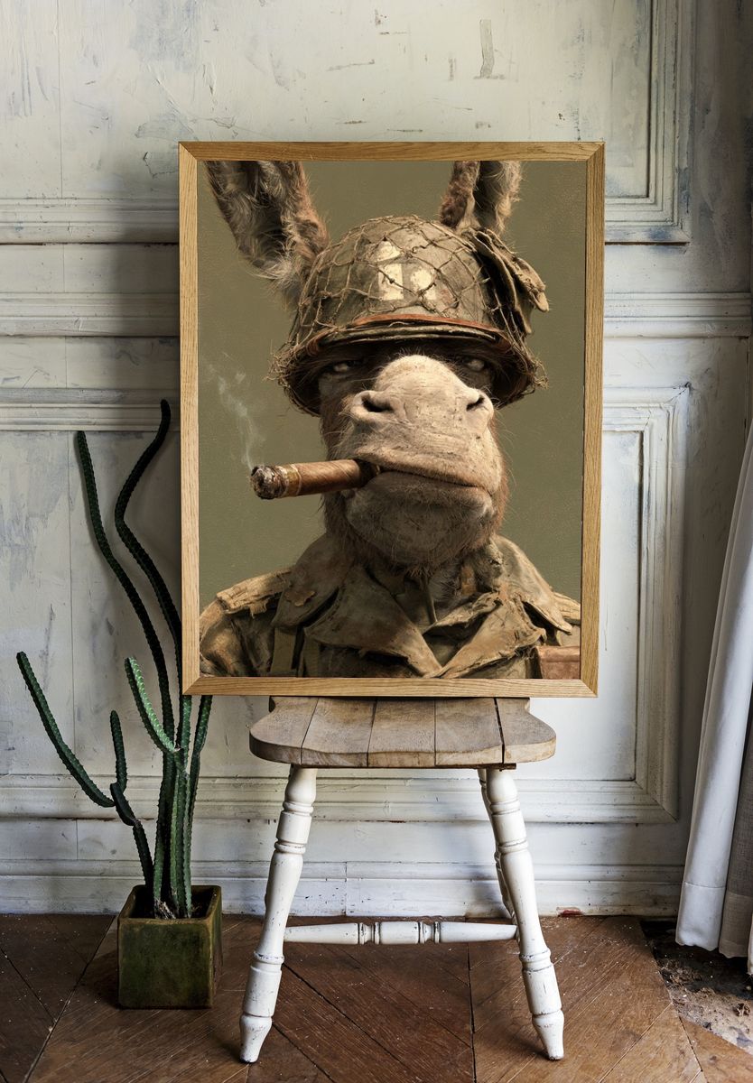 Donkey Soldier Surrealism Print. room preview