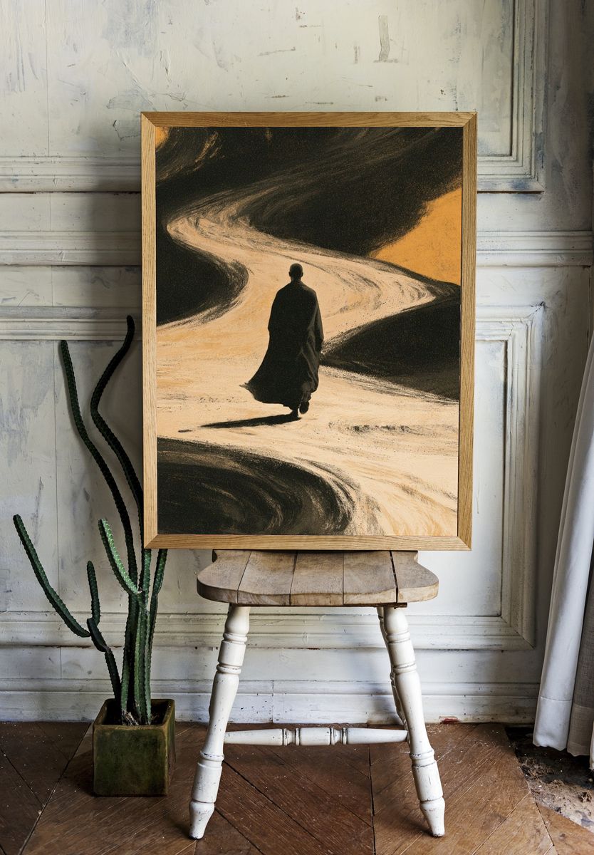 Desert Wanderer Surrealism Print. room preview