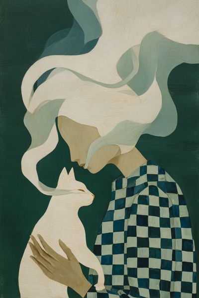 Girl and Cat Surrealist Print.