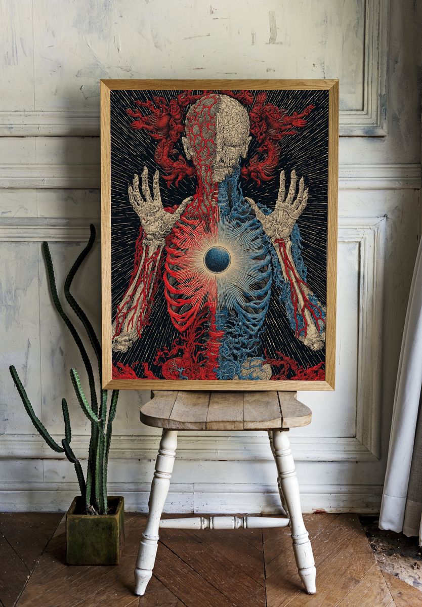 Anatomical Cosmic Figure Surrealism Poster. — room view 1