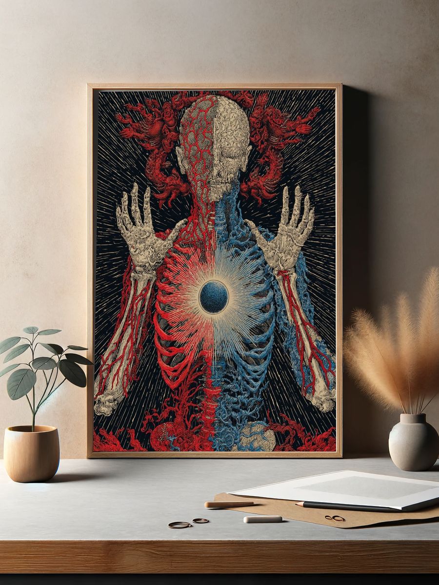 Anatomical Cosmic Figure Surrealism Poster. — room view 2