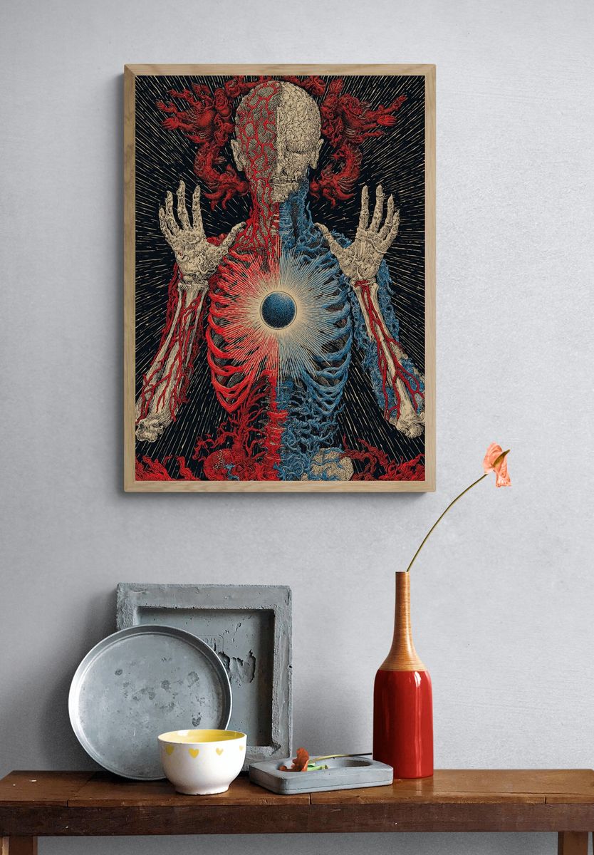 Anatomical Cosmic Figure Surrealism Poster. — room view 3