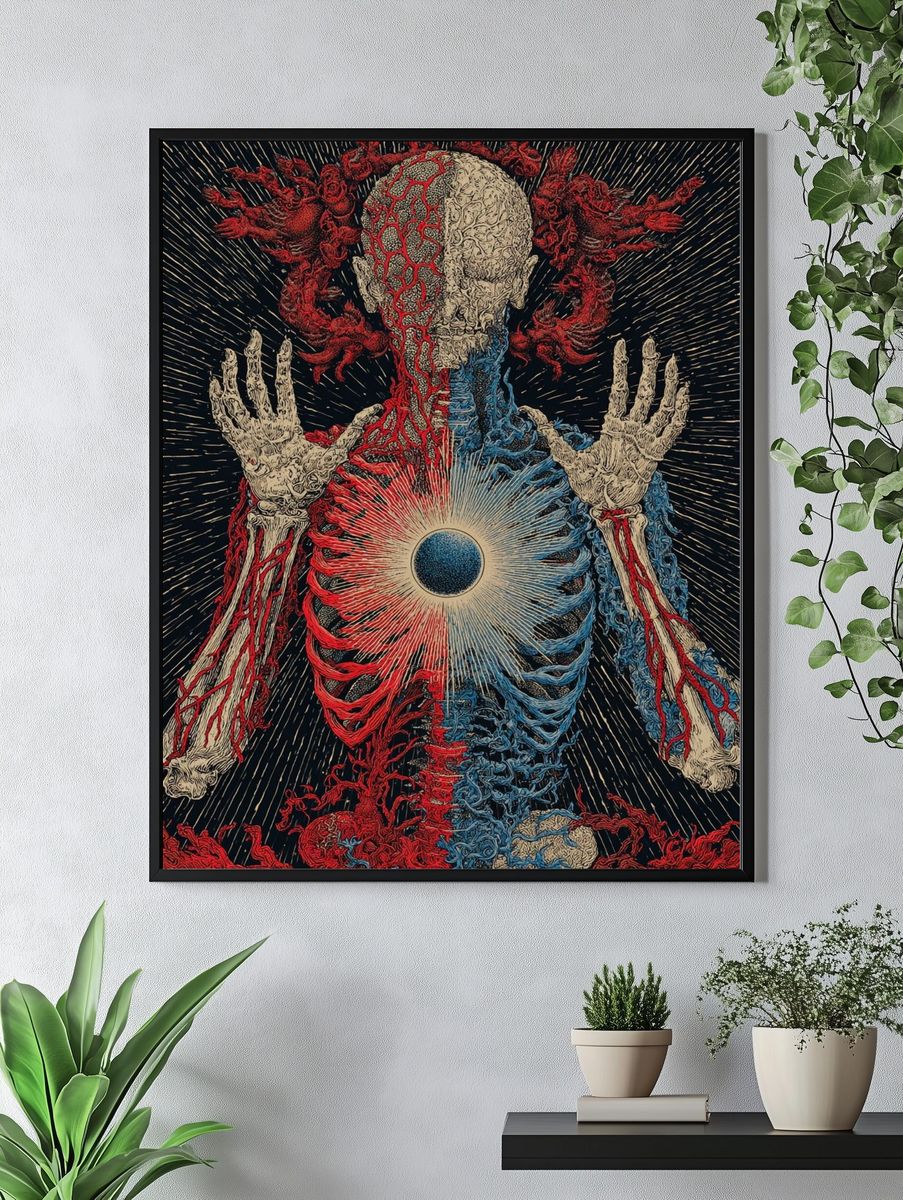 Anatomical Cosmic Figure Surrealism Poster. — room view 4