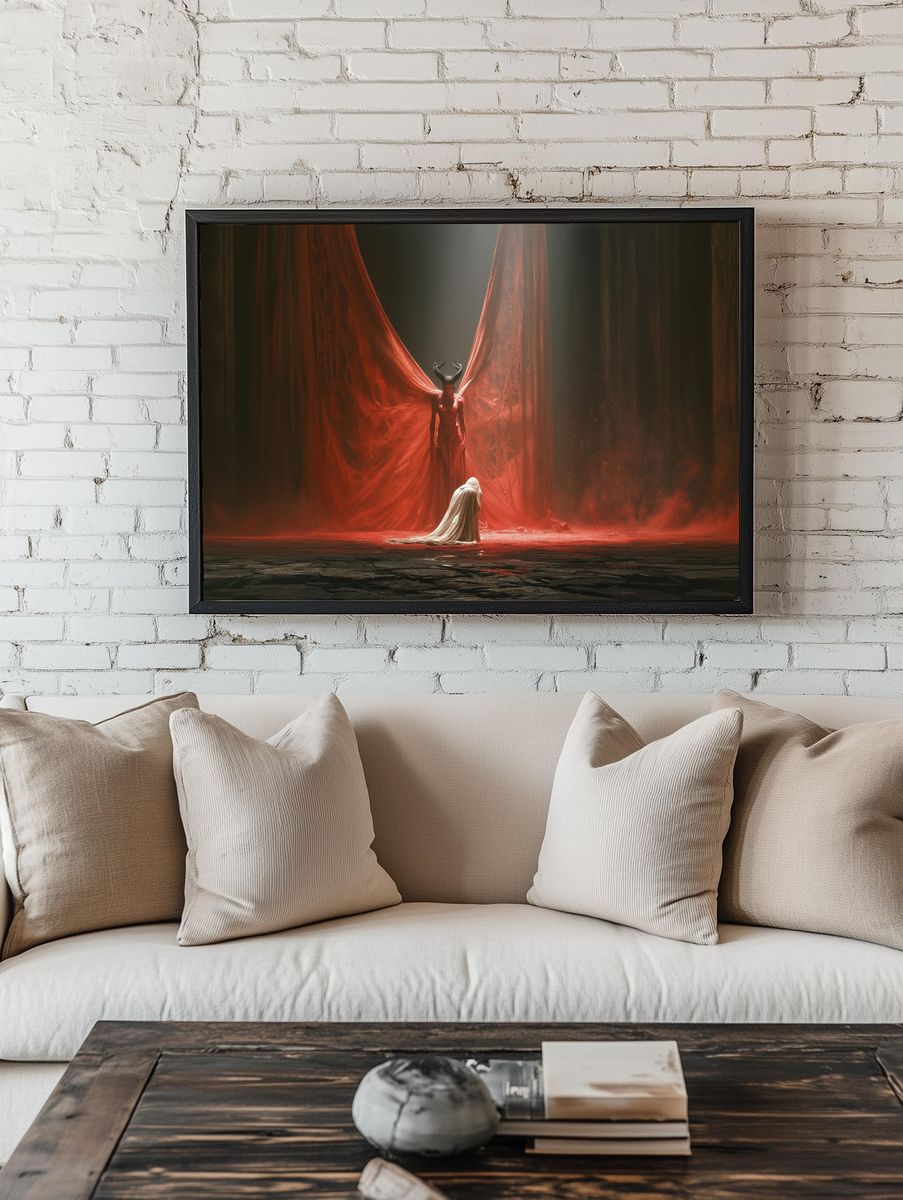 Horned Figure Surrealism Poster. — room view 1