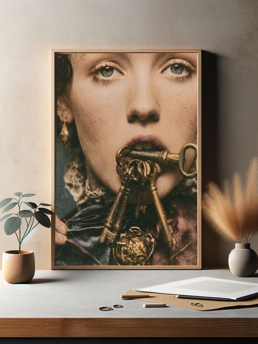 Victorian Portrait with Keys Print. — room view 2