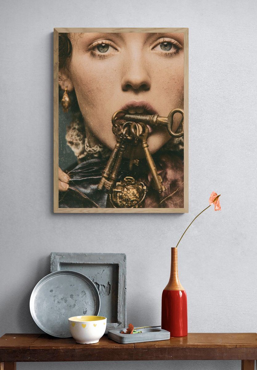 Victorian Portrait with Keys Print. — room view 3