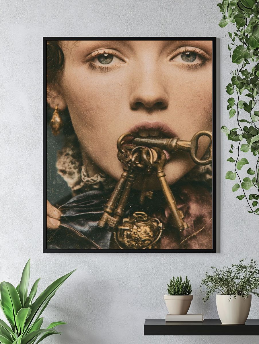 Victorian Portrait with Keys Print. — room view 4