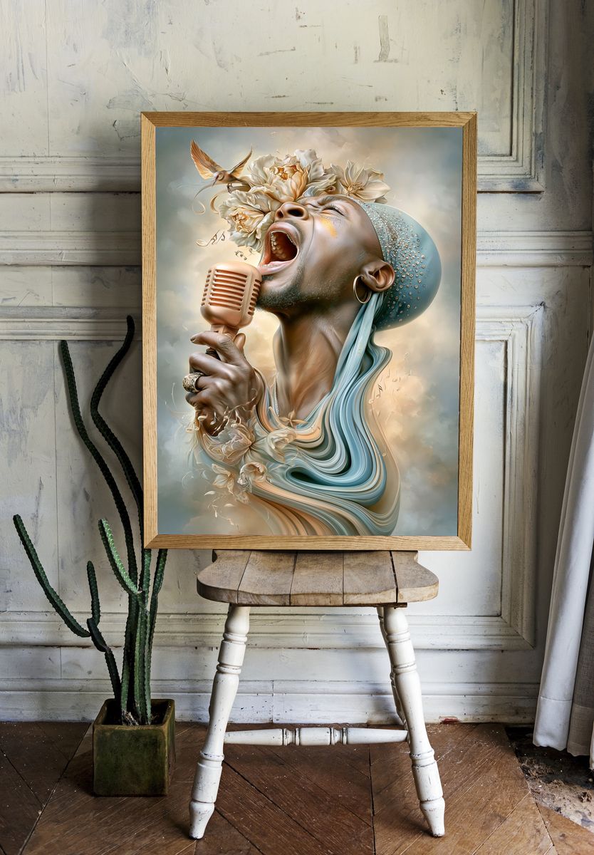 Singing Muse Surrealism Poster. room preview