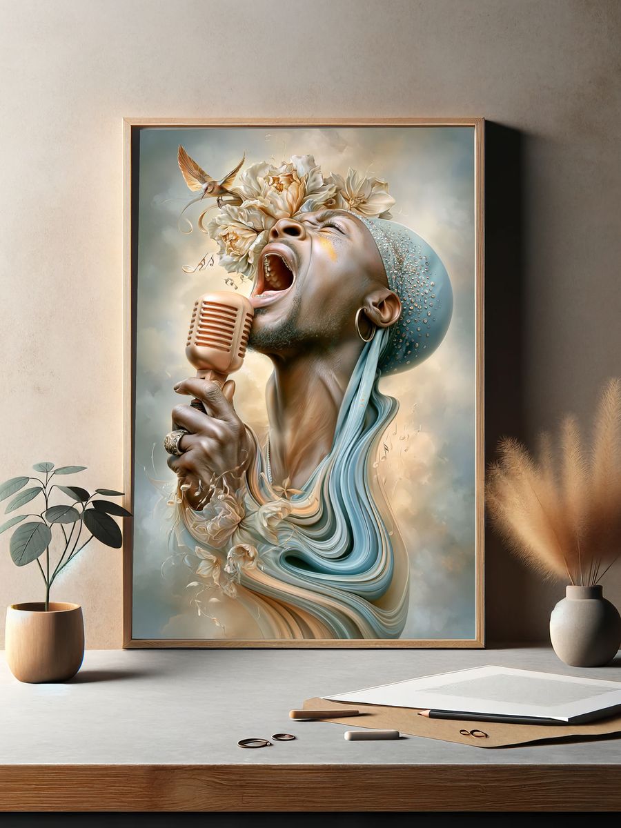 Singing Muse Surrealism Poster. — room view 2