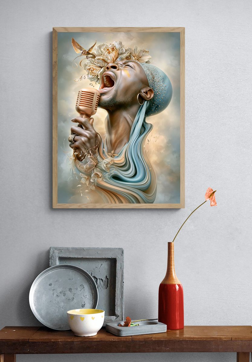 Singing Muse Surrealism Poster. — room view 3