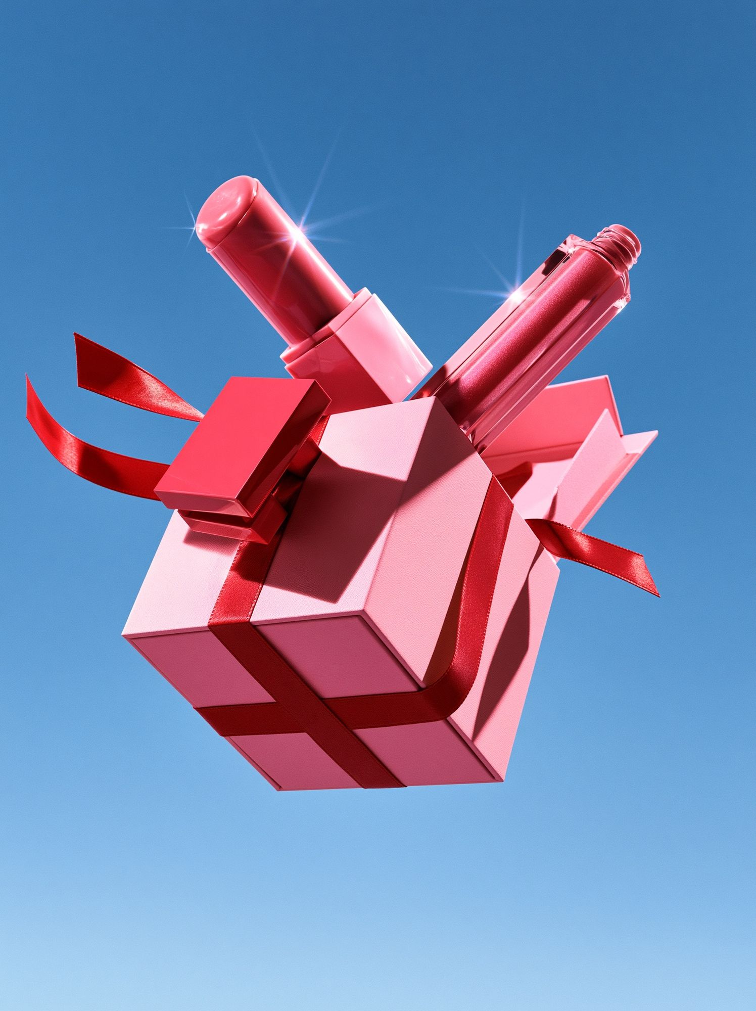 Floating Lipstick Gift Box Poster. poster — fashion art