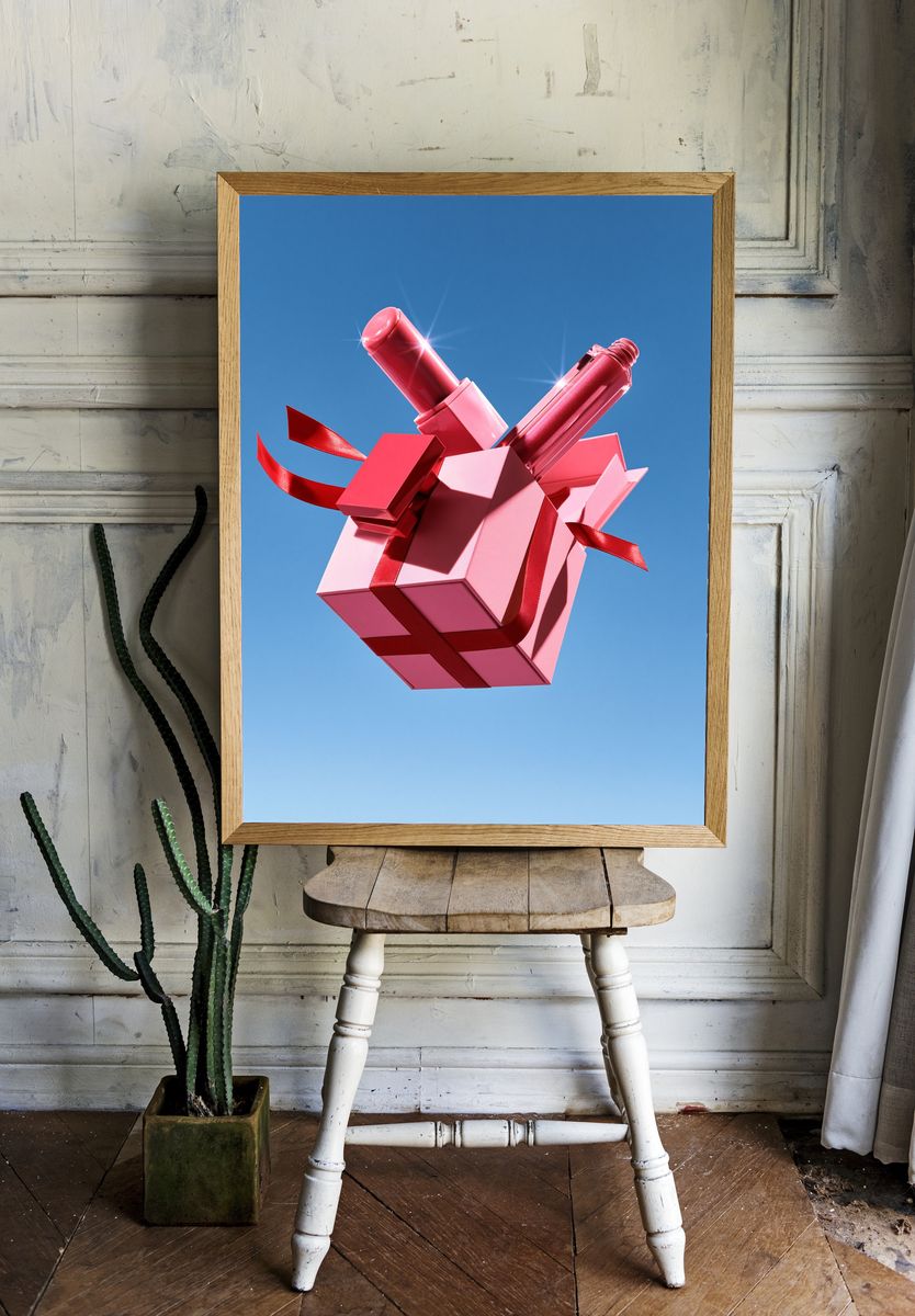 Floating Lipstick Gift Box Poster. room preview