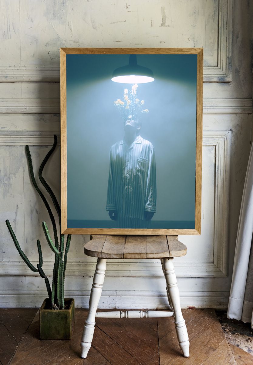 Surreal Floral Portrait Print. — room view 1