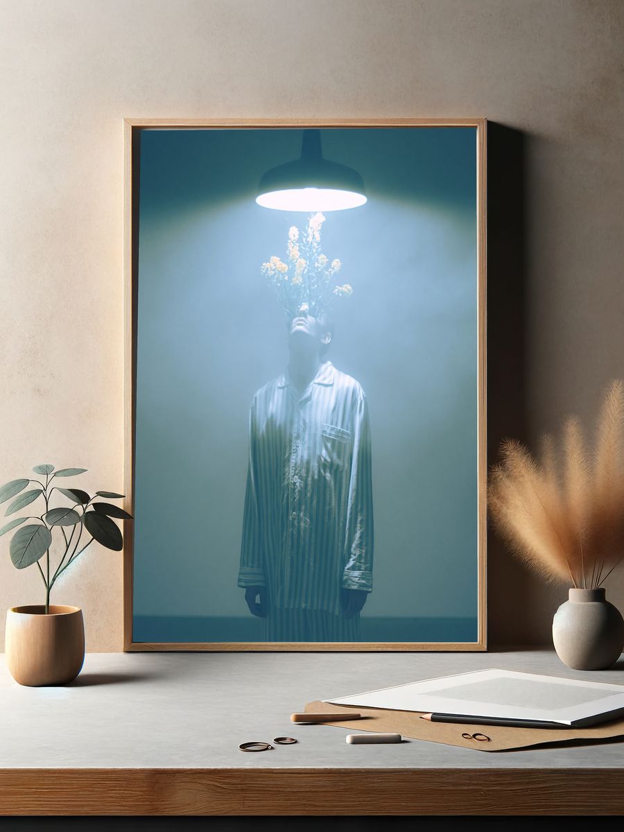 Surreal Floral Portrait Print. — room view 2