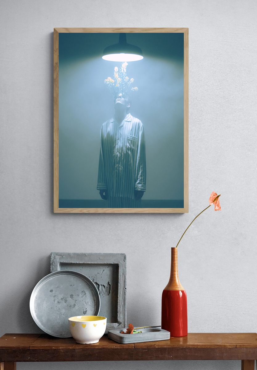 Surreal Floral Portrait Print. — room view 3