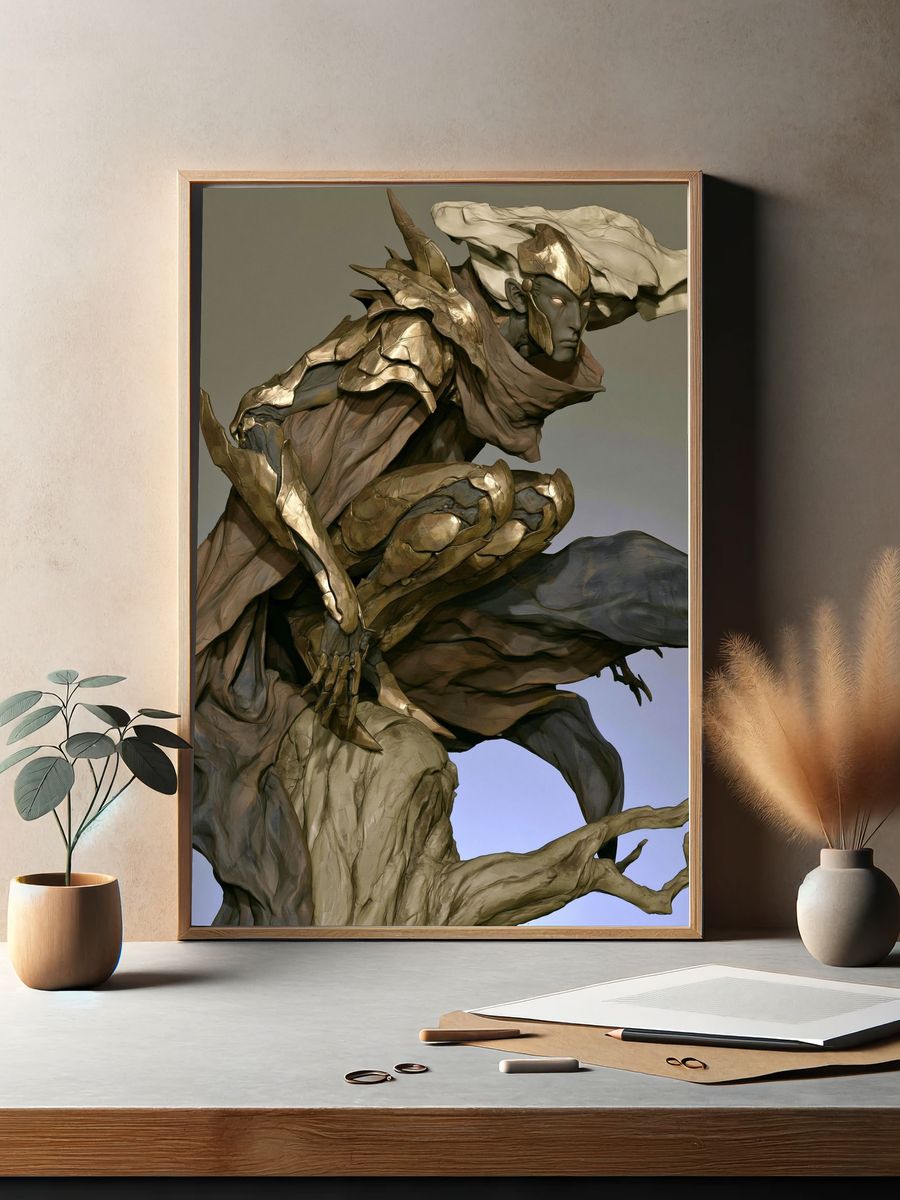 Gilded Guardian Surrealism Print. — room view 2