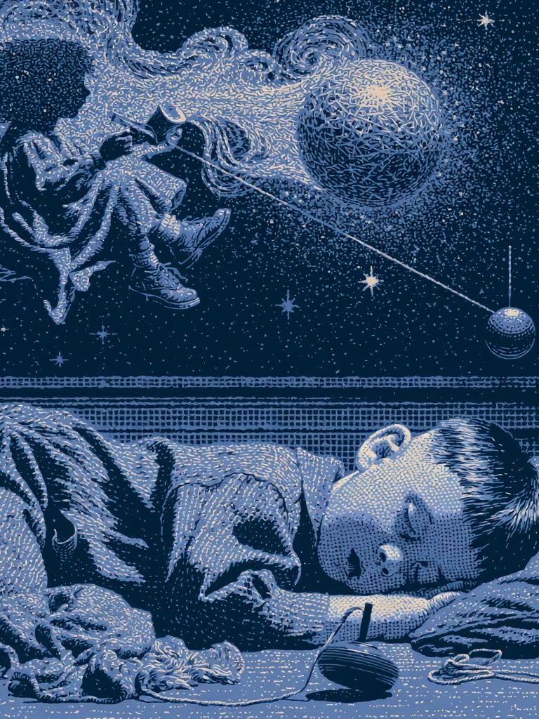 Dreaming Child in Space Poster. poster detail